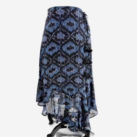 Figue Midi Skirt Wine Papas Maxime Silk Sparkly Asymmetric 4 - Picture 2 of 10